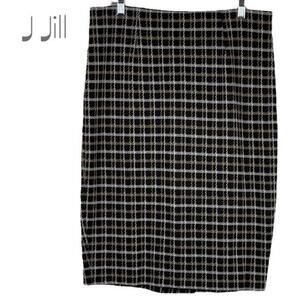 J Jill Black, Tan & White Plaid Office Career Academia Pencil Skirt NWOT Size S
